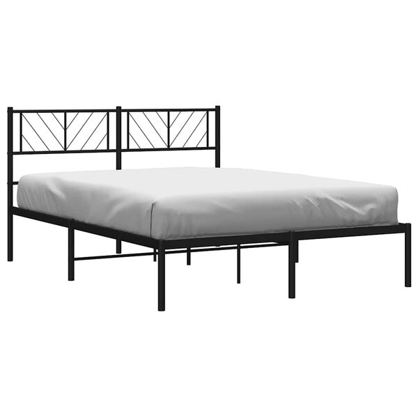 vidaXL Cadre de lit métal sans matelas avec tête de lit noir 135x190cm