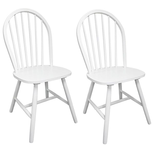 vidaXL Chaises à manger lot de 2 blanc bois d'hévéa solide