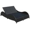 vidaXL Chaise longue double avec coussin R&eacute;sine tress&eacute;e Noir