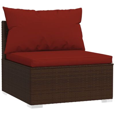 vidaXL Salon de jardin 8 pcs avec coussins Résine tressée Marron