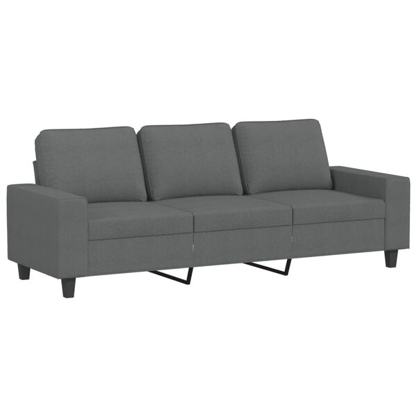vidaXL Canap&eacute; &agrave; 3 places avec repose-pieds Gris fonc&eacute; 180 cm Tissu