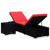 vidaXL Chaise longue avec coussin et table &agrave; th&eacute; R&eacute;sine tress&eacute;e Rouge