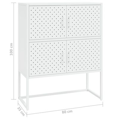 vidaXL Buffet haut Blanc 80x35x100 cm Acier