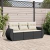 vidaXL Salon de jardin 3 pcs avec coussins noir r&eacute;sine tress&eacute;e