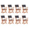 vidaXL Chaises pliables de jardin lot de 8 noir eucalyptus textilène