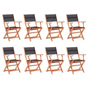 vidaXL Chaises pliables de jardin lot de 8 noir eucalyptus textilène