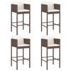 vidaXL Tabourets de bar lot de 4 avec coussins marron résine tressée