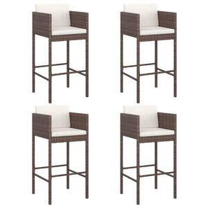 vidaXL Tabourets de bar lot de 4 avec coussins marron r&eacute;sine tress&eacute;e