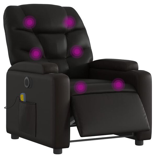 vidaXL Fauteuil inclinable de massage &eacute;lectrique noir similicuir