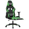 vidaXL Chaise de jeu avec repose-pied Noir et vert Similicuir
