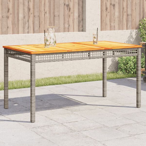 vidaXL Table de jardin gris 140x80x75 cm r&eacute;sine tress&eacute;e et bois acacia