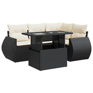 vidaXL Salon de jardin 5 pcs avec coussins noir r&eacute;sine tress&eacute;e