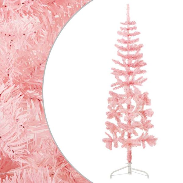 vidaXL Demi sapin de No&euml;l artificiel mince avec support Rose 120 cm