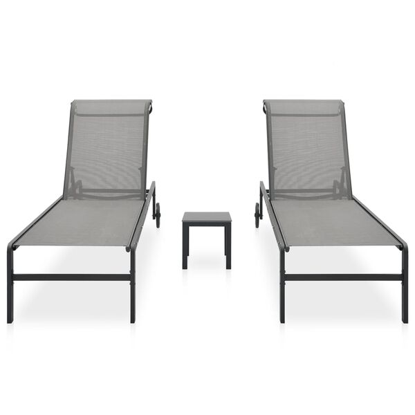 vidaXL Chaises longues lot de 2 avec table Textil&egrave;ne et acier