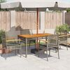 vidaXL Chaises de jardin coussins lot de 4 gris r&eacute;sine tress&eacute;e acacia