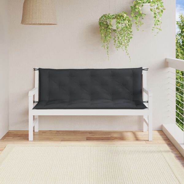 vidaXL Coussins de banc de jardin lot de 2 anthracite m&eacute;lang&eacute; tissu