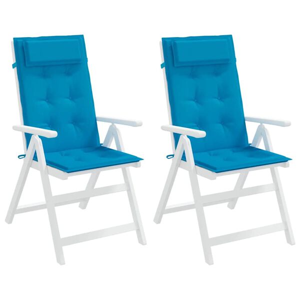 vidaXL Coussins de chaise &agrave; dossier haut lot de 2 bleu clair
