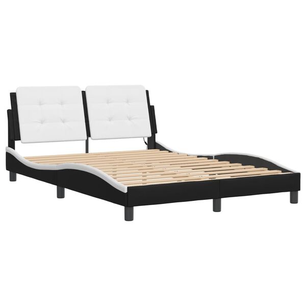 vidaXL Cadre de lit avec LED sans matelas Zadar noir blanc 137x190 cm