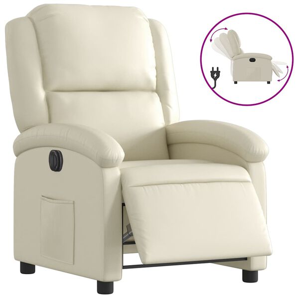 vidaXL Fauteuil inclinable &eacute;lectrique cr&egrave;me similicuir