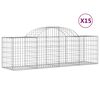 vidaXL Paniers &agrave; gabions arqu&eacute;s 15 pcs 200x50x60/80 cm fer galvanis&eacute;