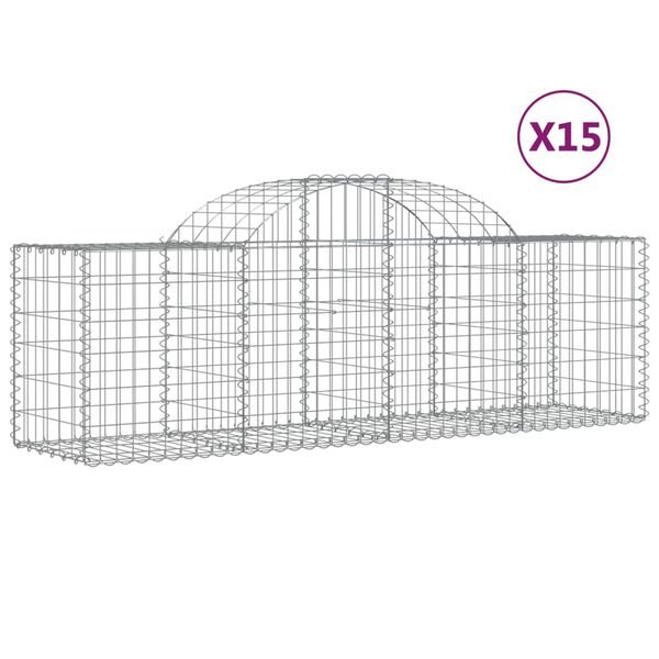 vidaXL Paniers &agrave; gabions arqu&eacute;s 15 pcs 200x50x60/80 cm fer galvanis&eacute;