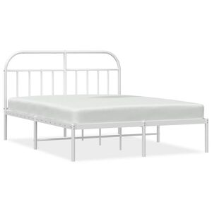 vidaXL Cadre de lit m&eacute;tal sans matelas et t&ecirc;te de lit blanc 150x200 cm