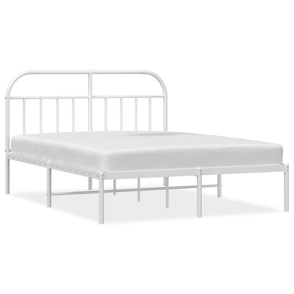 vidaXL Cadre de lit m&eacute;tal sans matelas et t&ecirc;te de lit blanc 150x200 cm