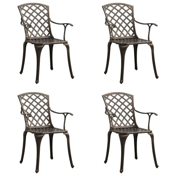 vidaXL Chaises de jardin lot de 4 Aluminium coul&eacute; Bronze