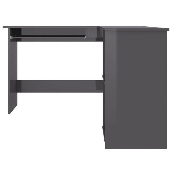 vidaXL Bureau d'angle forme de L Gris brillant 120x140x75cm Aggloméré
