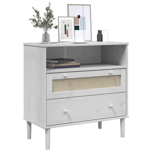 vidaXL Buffet SENJA aspect rotin blanc 80x40x80 cm bois massif de pin