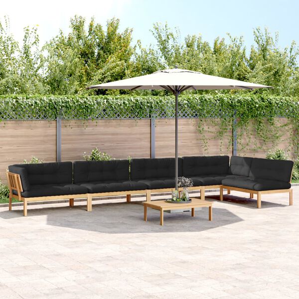 vidaXL Salon palette de jardin avec coussins 6pcs bois d'acacia massif
