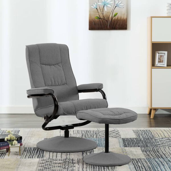 vidaXL Fauteuil inclinable avec repose-pieds gris clair tissu