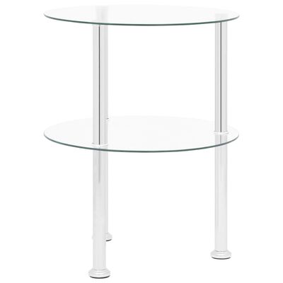 vidaXL Table d'appoint 2 niveaux Transparent 38 cm Verre trempé