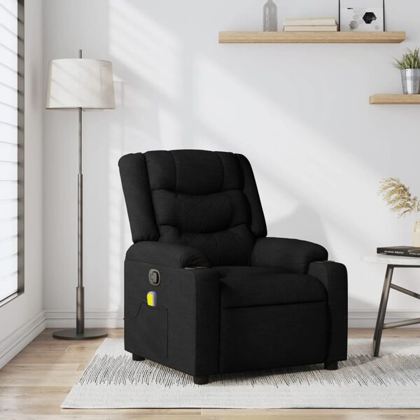 vidaXL Fauteuil inclinable de massage noir tissu
