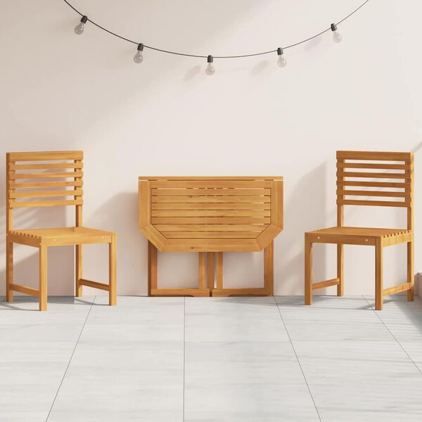 vidaXL Ensemble bistro de jardin 3 pcs Marron Bois d'Acacia Massif