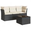 vidaXL Salon de jardin 4 pcs avec coussins noir r&eacute;sine tress&eacute;e