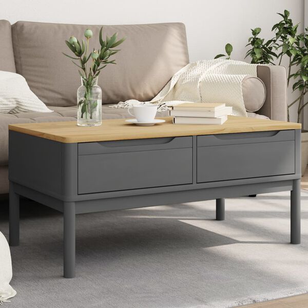 vidaXL Table basse FLORO gris 99x55,5x45 cm bois massif de pin