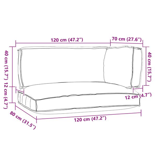 vidaXL Set de coussins de palette 3 pcs Gris Tissu Oxford
