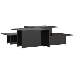 vidaXL Table basse 2 pcs Noir brillant 111,5x50x33cm Bois d'ing&eacute;nierie