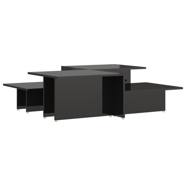 vidaXL Table basse 2 pcs Noir brillant 111,5x50x33cm Bois d'ing&eacute;nierie