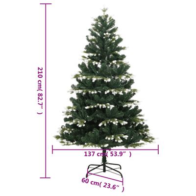 vidaXL Sapin de Noël artificiel articulé 300 LED et boules 210 cm