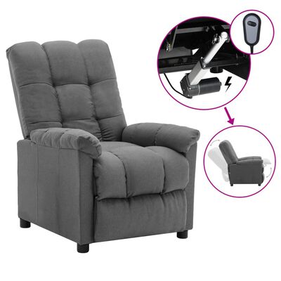 vidaXL Fauteuil inclinable électrique gris clair tissu