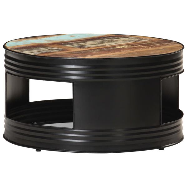 vidaXL Table basse Noir 68x68x36 cm Bois de r&eacute;cup&eacute;ration massif