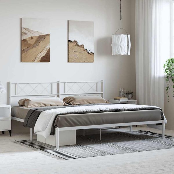 vidaXL Cadre de lit métal sans matelas et tête de lit blanc 193x203 cm