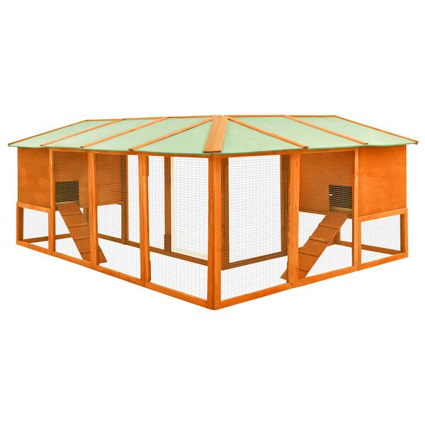 vidaXL Clapier d'ext&eacute;rieur avec piste Marron Bois de sapin solide