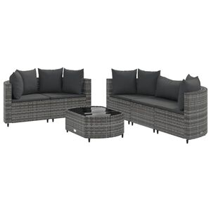 vidaXL Salon de jardin 6 pcs avec coussins gris r&eacute;sine tress&eacute;e