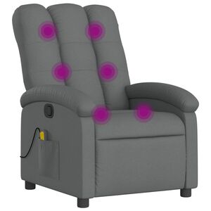 vidaXL Fauteuil de massage inclinable gris fonc&eacute; tissu