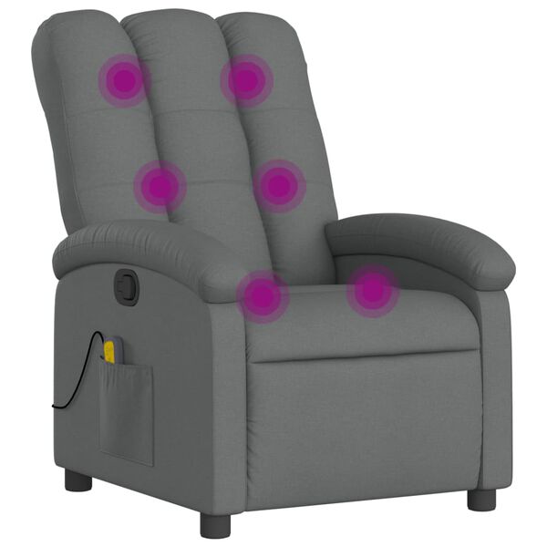 vidaXL Fauteuil de massage inclinable gris fonc&eacute; tissu