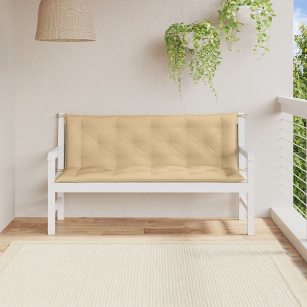 vidaXL Coussins de banc de jardin lot de 2 beige m&eacute;lang&eacute; tissu