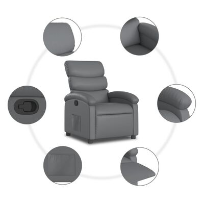 vidaXL Fauteuil inclinable Gris Similicuir